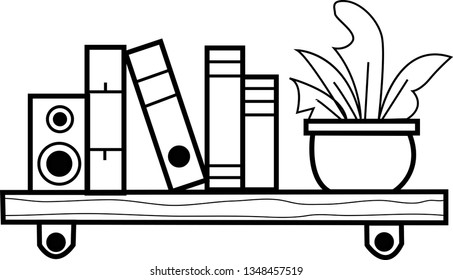 Books and textbooks on the bookshelf
