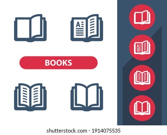 Books - Textbooks - School Books Icons. Professional, pixel perfect icons. EPS 10 format.