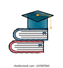 books tools with graduation cap icon