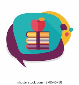 Books tower with apple flat icon with long shadow,eps10