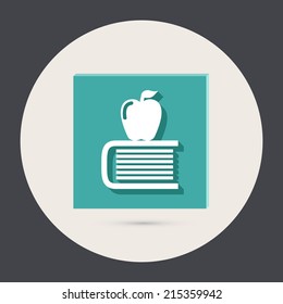 Books tower with apple icon. Education sign