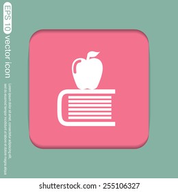 Books tower with apple icon. Education sign
