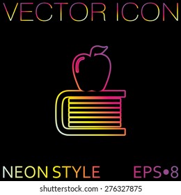 Books tower with apple icon. Education sign