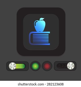 Books tower with apple icon. Education sign