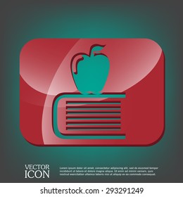 Books tower with apple icon. Education sign