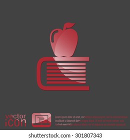 Books tower with apple icon. Education sign