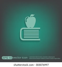 Books tower with apple icon. Education sign
