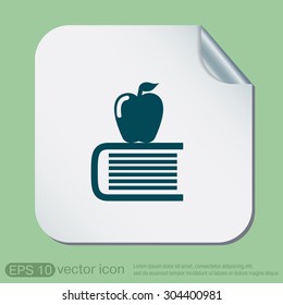 Books tower with apple icon. Education sign