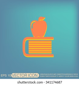 Books tower with apple icon. Education sign