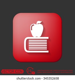 Books tower with apple icon. Education sign