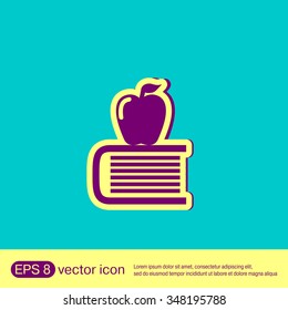 Books tower with apple icon. Education sign