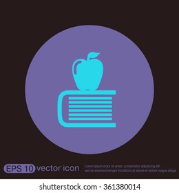 Books tower with apple icon. Education sign