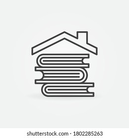 Books under the Roof vector line icon. Homeschooling concept outline symbol