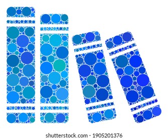 Bücher, Vektorgrafik von kleinen Kreisen in verschiedenen Größen und Farbtönen. Kleine Kreise sind in Bücher-Vektorgrafik vereint. Abstraktes Vektordesign-Konzept.