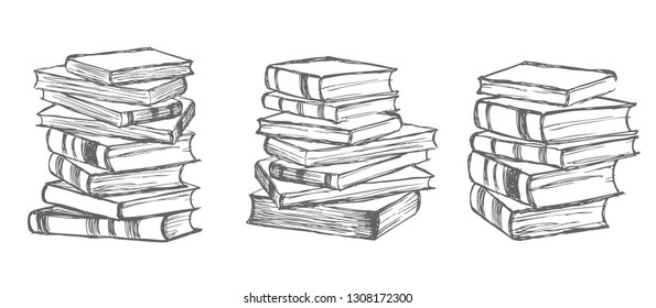 Books vector collection. Hand drawn illustration in sketch style. 