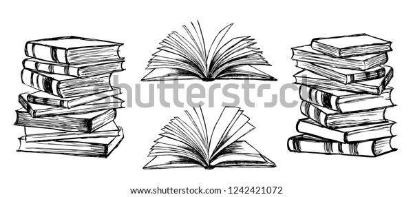 Books Vector Collection Hand Drawn Illustration Stock Vector (Royalty ...