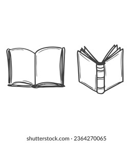 Books vector collection. Pile of books. Hand drawn illustration in sketch style. Library, Book shop