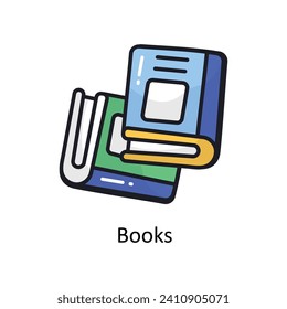 Dibujo de diseño del doodle de contorno de vectores de libros. Símbolo del archivo EPS 10 de fondo blanco