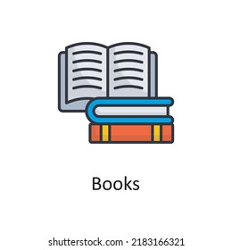 Books vector filled outline Icon Design illustration. Miscellaneous Symbol on White background EPS 10 File