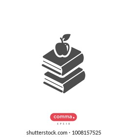 Books vector icon, book and apple symbol