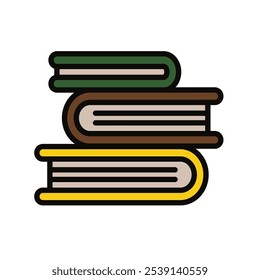Icono de Vector de libros. Ilustración de Doodle de la pila colorida de libros. Hobby, conceptos de educación.