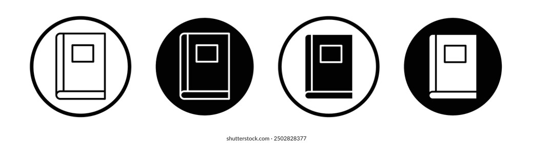 Books vector icon set black filled and outlined style.