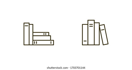 Books vector icon set. Line outline minimalist signs collection isolated on white. EDITABLE STROKE