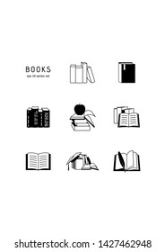 Books - vector icon set on white background. Symbol for web, infographics, print design and mobile UX/UI kit. Vector illustration, EPS10.