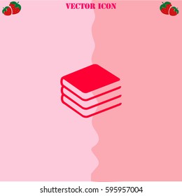 Books vector  icon. Strawberry Background.