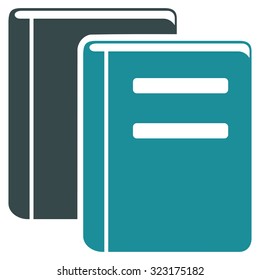 Books vector icon. Style is bicolor flat symbol, soft blue colors, rounded angles, white background.
