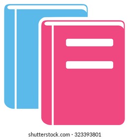 Books vector icon. Style is bicolor flat symbol, pink and blue colors, rounded angles, white background.