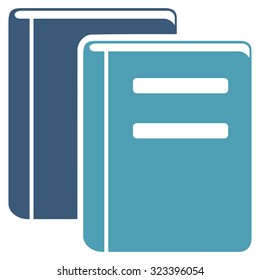 Books vector icon. Style is bicolor flat symbol, cyan and blue colors, rounded angles, white background.