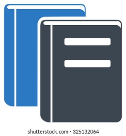 Books vector icon. Style is bicolor flat symbol, smooth blue colors, rounded angles, white background.