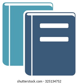 Books vector icon. Style is bicolor flat symbol, cyan and blue colors, rounded angles, white background.