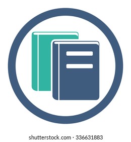 Books vector icon. Style is bicolor flat rounded symbol, cobalt and cyan colors, rounded angles, white background.