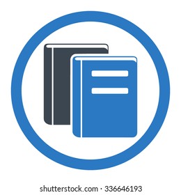 Books vector icon. Style is bicolor flat rounded symbol, smooth blue colors, rounded angles, white background.