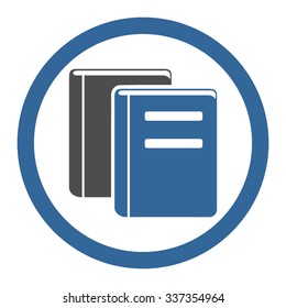 Books vector icon. Style is bicolor flat rounded symbol, cobalt and gray colors, rounded angles, white background.