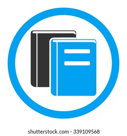 Books vector icon. Style is bicolor flat rounded symbol, blue and gray colors, rounded angles, white background.
