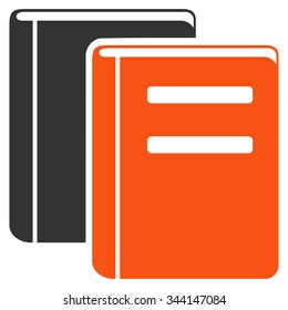 Books vector icon. Style is bicolor flat symbol, orange and gray colors, rounded angles, white background.