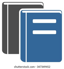 Books vector icon. Style is bicolor flat symbol, cobalt and gray colors, rounded angles, white background.