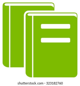 Books vector icon. Style is flat symbol, eco green color, rounded angles, white background.