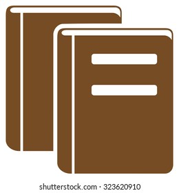 Books vector icon. Style is flat symbol, brown color, rounded angles, white background.