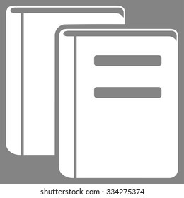 Books vector icon. Style is flat symbol, white color, rounded angles, gray background.