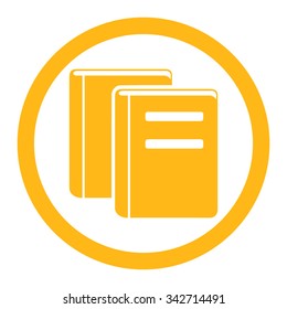Books vector icon. Style is flat rounded symbol, yellow color, rounded angles, white background.