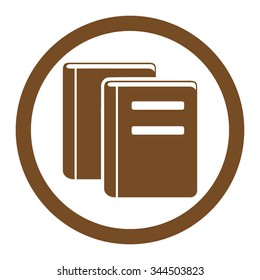 Books vector icon. Style is flat rounded symbol, brown color, rounded angles, white background.