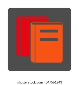 Books vector icon. Style is flat rounded square silver button with red symbol, white background.
