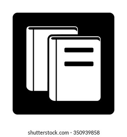 Books vector icon. Style is flat rounded square button, white and black colors, white background.