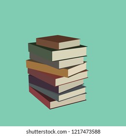 Books. Vector illustration in flat style. Courses and graduation concept.Stack of colorful books .