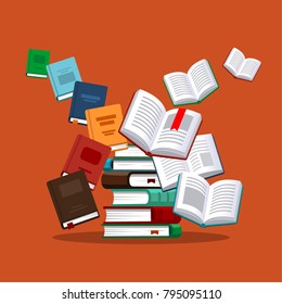 Books. Vector illustration in flat style. Courses and graduation concept.