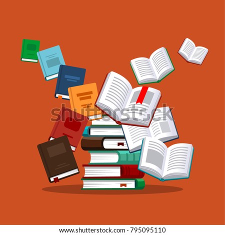 Books. Vector illustration in flat style. Courses and graduation concept.